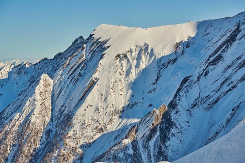 View from Mount Kitzsteinhorn on snow covered mountains