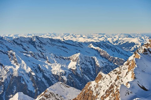 View from Mount Kitzsteinhorn on snow covered mountains