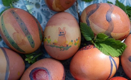 Colourful painted Easter eggs