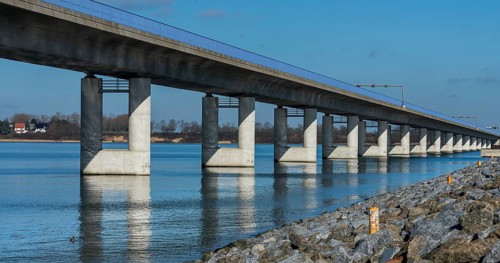 The Ruegen Bridge on the Ruegen Dam between the island and Stralsund
