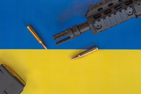 Ukrainian flag with weapon