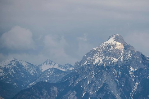 Saeuling with mountain panorama from Eisenberg