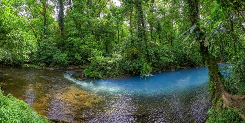 Spring with sulphur and calcium carbonate that causes the blue turquoise water of the Rio Celeste