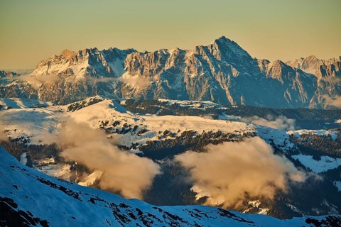 View from Mount Kitzsteinhorn on snow covered mountains