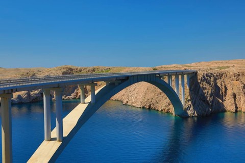 Pag Bridge connection from the mainland to the island of Pag