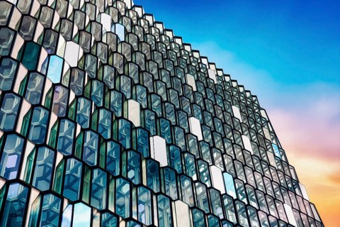 Detail of the glass facade