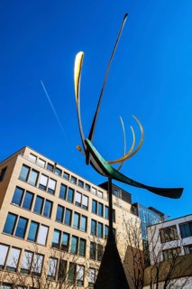 Kinetic sculpture Six semicircles 1998 on volcanic basalt base