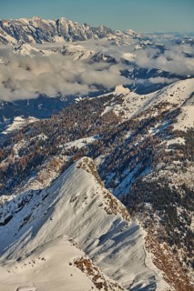 View from Mount Kitzsteinhorn on snow covered mountains