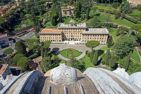 View from the dome of the Basilica of San Pietro or St. Peter's Basilica of the Governatorate Palace