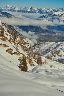 View from Mount Kitzsteinhorn on snow covered mountains
