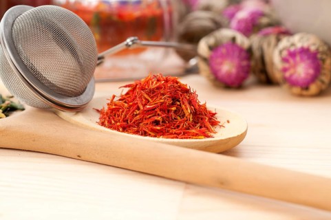 Herbal natural floral tea infusion with dry flowers ingredients