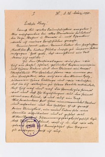 Bief in Suetterlin script from 1950 with stamp of a censorship office
