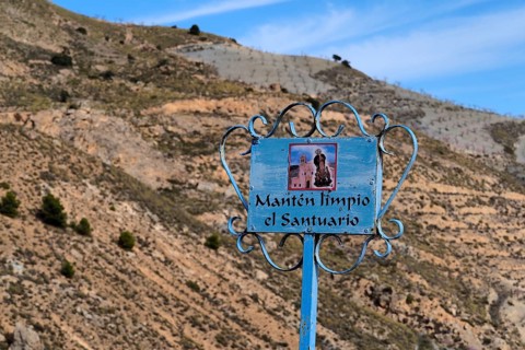 Sign to keep nature clean at the Virgin de Saliente monastery