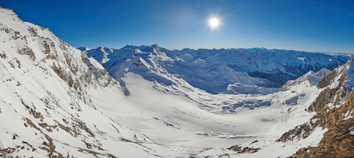View from Mount Kitzsteinhorn on snow covered mountains