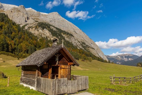 Chapel in the Karwendel Mountains with autumn colours
