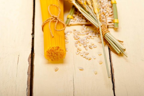 Organic Raw italian pasta and durum wheat grains crop