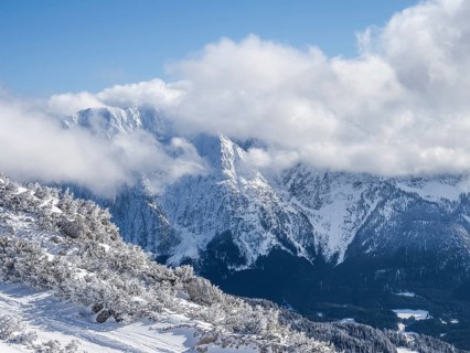 Blue sky over winter landscape