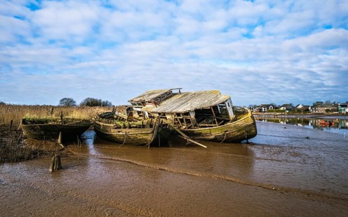 Old Boat Wrecks on the River Exe in Topsham