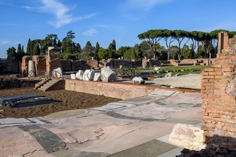 Archaeological floor find of marble floor in ancient palace Domus Flavia