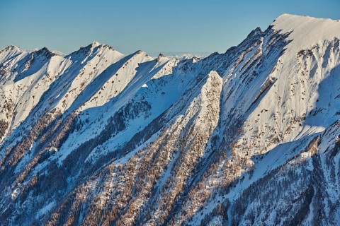 View from Mount Kitzsteinhorn on snow covered mountains