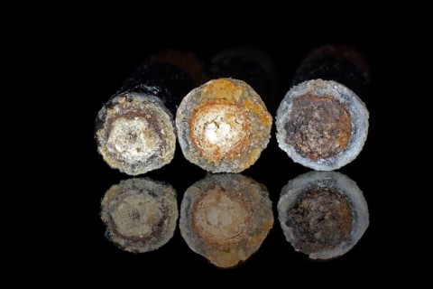 Crystalline residue from leaking batteries