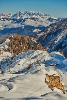 View from Mount Kitzsteinhorn on snow covered mountains