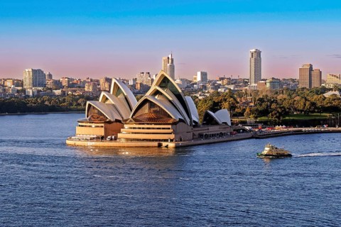Sydney Opera House seen from the Harbour Bridge