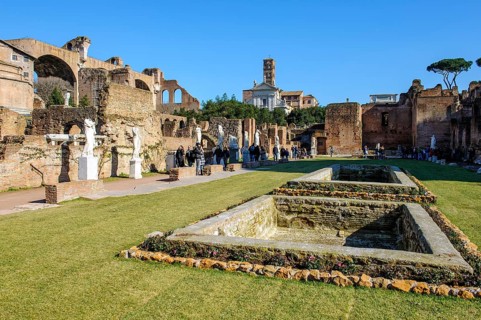 Courtyard of the House of the Vestal Virgins with former water basin