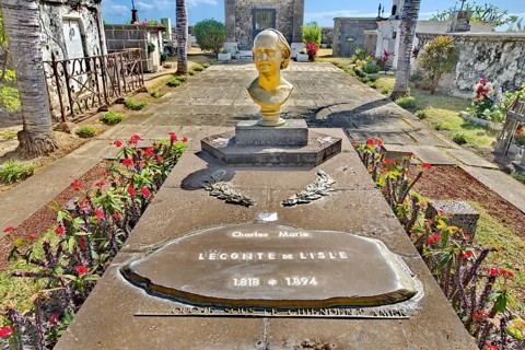 Grave of the French writer Charles Leconte de Lisle in Saint Paul