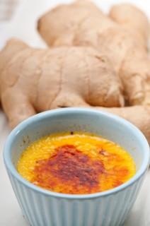 Fresh ginger creme brulee dessert