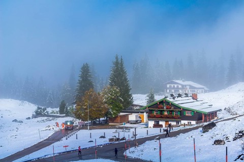 First snow in October at the Winklmoosalm