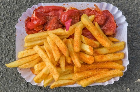 Currywurst with fries from Curry 36