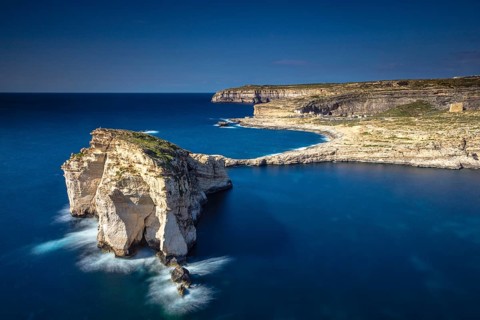 Spectacular landscape of Fungus Rock in Dwejra