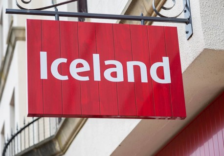 Iceland store sign on wall outside High Street shop