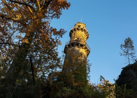 Observation tower on the Pfaffenstein in the first morning light