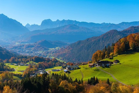 Oberau district with Alpine panorama