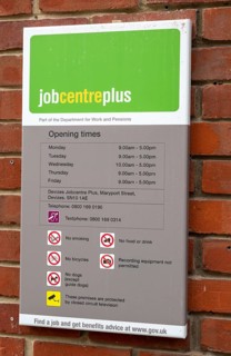 Opening times sign of of Job Centre Plus