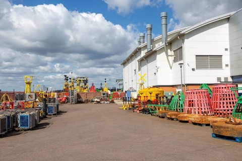 Marine navigation equipment storage maintenance yard