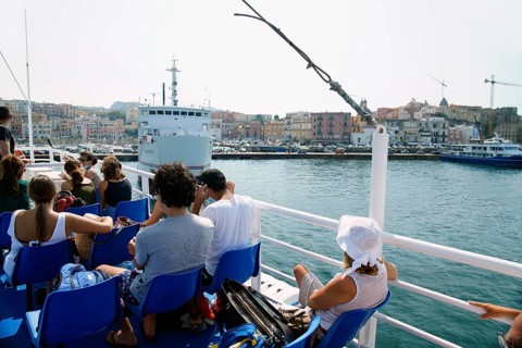 Tourists on the ferry to Procida