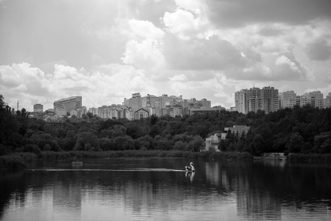 Pedal boat on the lake in ChiÈ™inau