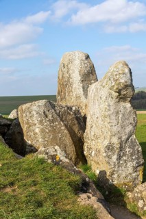 Large standing stones at the entrance to Neolithic long barrow at West Kennet