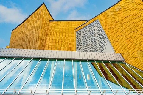 Facade of the Philharmonie in Herbert von Karajan Strasse