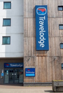 Modern Travelodge hotel building Duke Street