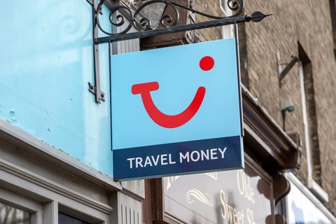 TUI travel money currency exchange sign outside