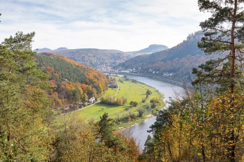 View from the Biedermann Mausoleum into the Elbe Valley with Koenigstein Fortress