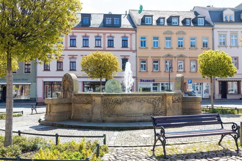 Art Nouveau Fountain on the Market Square in Waldheim