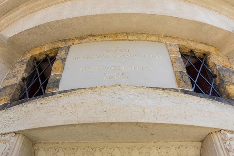 Sign at the Biedermann Mausoleum