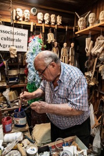 Puppet maker Vincenzo Argento in his workshop