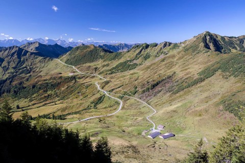 Furkapass road in the morning light from Portlakopf