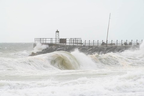 Pier at storm